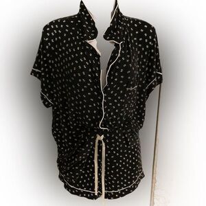 Cynthia Rowley shortie Pajamas -XL black /white , rayon spandex